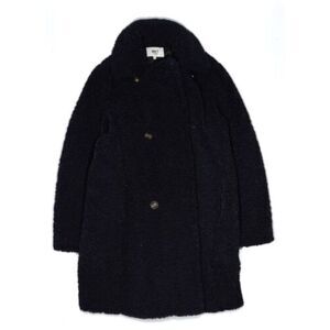 MKT STUDIO Womens Black Button Cuff Lined Sherpa Button Down Jacket 38